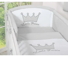 Patalynės komplektas 3 dalių pilkas Little Prince/Princess – saldžiam kūdikio miegui.