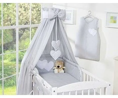 Patalynės komplektas su baldakimu Hanging Hearts pilkas