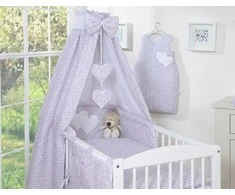Patalynės komplektas su baldakimu Hanging Hearts rožinis