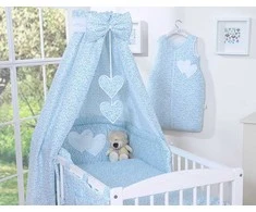 Patalynės komplektas su baldakimu Hanging Hearts mėlynas
