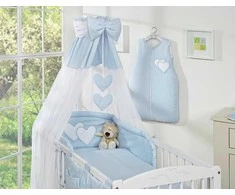 Patalynės komplektas su baldakimu Hanging Hearts mėlynas