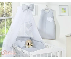 Patalynės komplektas su tinkleliu Hanging Hearts pilkas