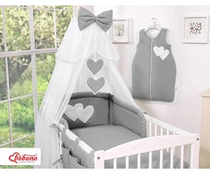 Patalynės komplektas su tinkleliu Hanging Hearts, antracito spalvos