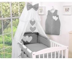 Patalynės komplektas su tinkleliu Hanging Hearts, antracito spalvos