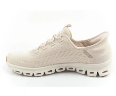 Patogūs Skechers Glide-Step moteriški ecru spalvos įsispiriami sportiniai bateliai