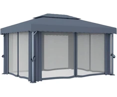 Pavėsinė su užuolaidomis, antracito spalvos, 4x3m