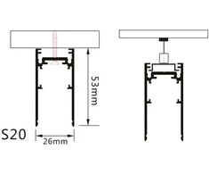 Paviršinis magnetinės sistemos bėgelis OPTONICA, juodas, 1m