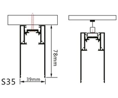 Paviršinis magnetinės sistemos bėgelis OPTONICA, juodas, 2m