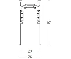 Paviršinis magnetinės sistemos ZAMBELIS bėgelis, juodas, 48V, 1m, 2082B-1