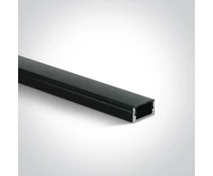 Paviršinis profilis, juodas, 2m, komplektuojamas su juodu difuzoriumi, laikikliais ir užbaigimais, 12mm LED juostai, 7902/B/B