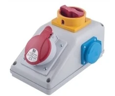 PawBol R-BOX B.165/1/LP-S plastikinis skydelis su kištukiniais lizdais (1x16A/250V, 1x250V)