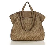 PELLE LAVATA Skórzana Torebka ShopperBag Na Ramię A4 Pleciona Vintage Duża