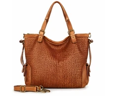PELLE LAVATA Skórzana Vintage Torebka ShopperBag Na Ramię A4 Pleciona Duża