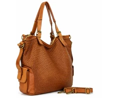 PELLE LAVATA Skórzana Vintage Torebka ShopperBag Na Ramię A4 Pleciona Duża