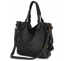 PELLE LAVATA Skórzana Vintage Torebka ShopperBag Na Ramię A4 Pleciona Duża