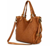 PELLE LAVATA Skórzana Vintage Torebka ShopperBag Na Ramię A4 Pleciona Duża