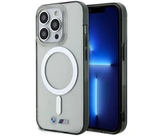 BMW BMHMP14LHCRS dėklas Apple iPhone 14 Pro 6.1″ skaidrus kietas dėklas Sidabrinis Ring MagSafe