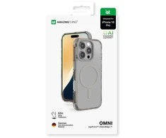 Permatomas pilkas iPhone 16 Pro“ dėklas su MagSafe funkcija AmazingThing
