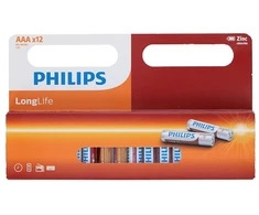 Philips LongLife AAA R03 1,5 V cinko baterijos, 12 vnt