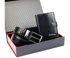 Pierre Cardin komplektas prezentowy skórzany męski portfel i dirželis do spodni