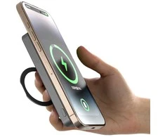 Pilkas 10000 mAh magnetinis išorinis akumuliatorius su stovu