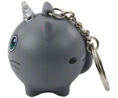 Pilkas kačiuko vienaragio raktų pakabukas su LED ir garsu