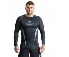 Pilki ilgomis rankovėmis rashguard su DBX Bushido logotipu