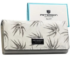 Elegancki, balta portfel damski ze skóry ekologicznej i naturalnej su systemem RFID - Peterson