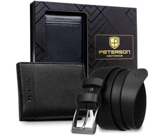 Piniginės ir diržo rinkinys vyrams Peterson PTN SET N992-DOT