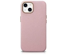 Pink iCarer Litchi Premium odinis dėklas iPhone 14 Plus magnetinis odinis dėklas su MagSafe Rožinė (WMI14220711-PK)