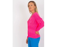 Pink Megztinis Sweter Damski LC 8022.04P Fluo Rožinė - Rue Paris