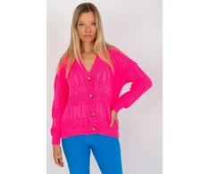 Pink Megztinis Sweter Damski LC 8022.04P Fluo Rožinė - Rue Paris