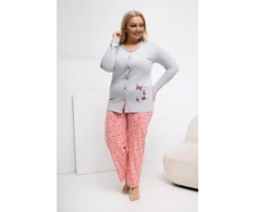 Pink Moteriška pižama ilgomis rankovėmis Plus Size Forever Rožinė