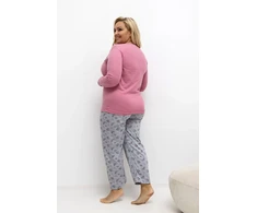 Pink Moteriška pižama ilgomis rankovėmis Plus Size Forever Rožinė