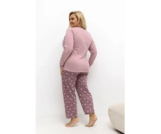 Pink Moteriška pižama ilgomis rankovėmis Plus Size Forever Rožinė