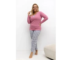 Pink Moteriška pižama ilgomis rankovėmis Plus Size Forever Rožinė