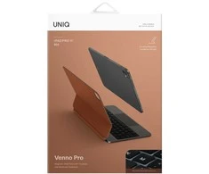 Planšetės dėklas klaviatūra iPad 11″ rudos spalvos magnetinis Uniq Venno Pro