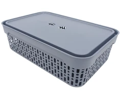Grandininis pjūklas Plastikinė dėžė su dangčiu 40×30×13 cm PILKA