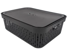 Grandininis pjūklas Plastikinė dėžutė su dangčiu, 30×20×9 cm JUODA