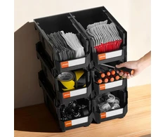 VEVOR Plastikinės sukraunamos saugojimo dėžės, 6 vnt., juodos