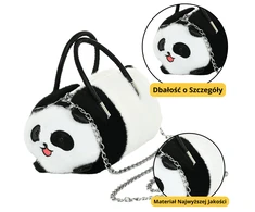 Lean Toys Pliušinė panda rankinė su metaline grandine, 20 cm