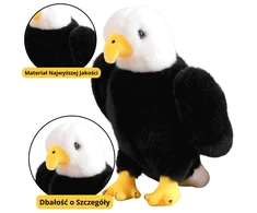 Lean Toys Pliušinis erelis 25 cm, juodai baltas