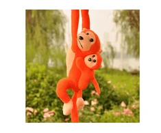 Lean Toys Pliušinis beždžionių žaislas su vaiku, oranžinis, 90 cm
