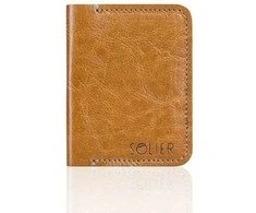 Plona odinė vyriška piniginė SOLIER SW11 SLIM LIGHT BROWN