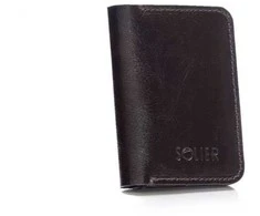 Plona vyriška odinė piniginė su monetų laikikliu SOLIER SLIM DARK BROWN