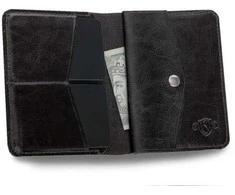 Plona vyriška odinė piniginė su monetų laikikliu SOLIER SLIM DARK BROWN