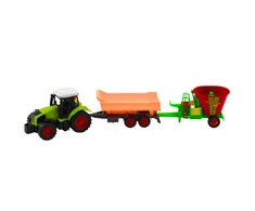 Lean Toys Traktorius su atsidarančia priekaba ir pašarų vežimu