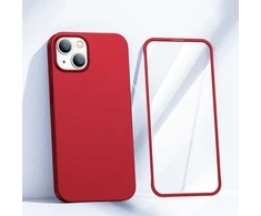 priekinis ir galinis dangtelis iPhone 13 + grūdinto stiklo ekrano apsauga raudona (JR-BP927 red)