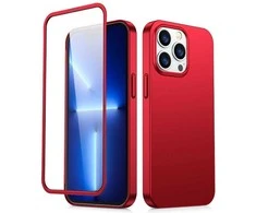 priekinis ir galinis dangtelis iPhone 13 Pro Max + grūdinto stiklo ekrano apsauga raudona (JR-BP928 red)