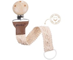 Akuku A0715 PACIFIER LANYARD COTTON ECRU